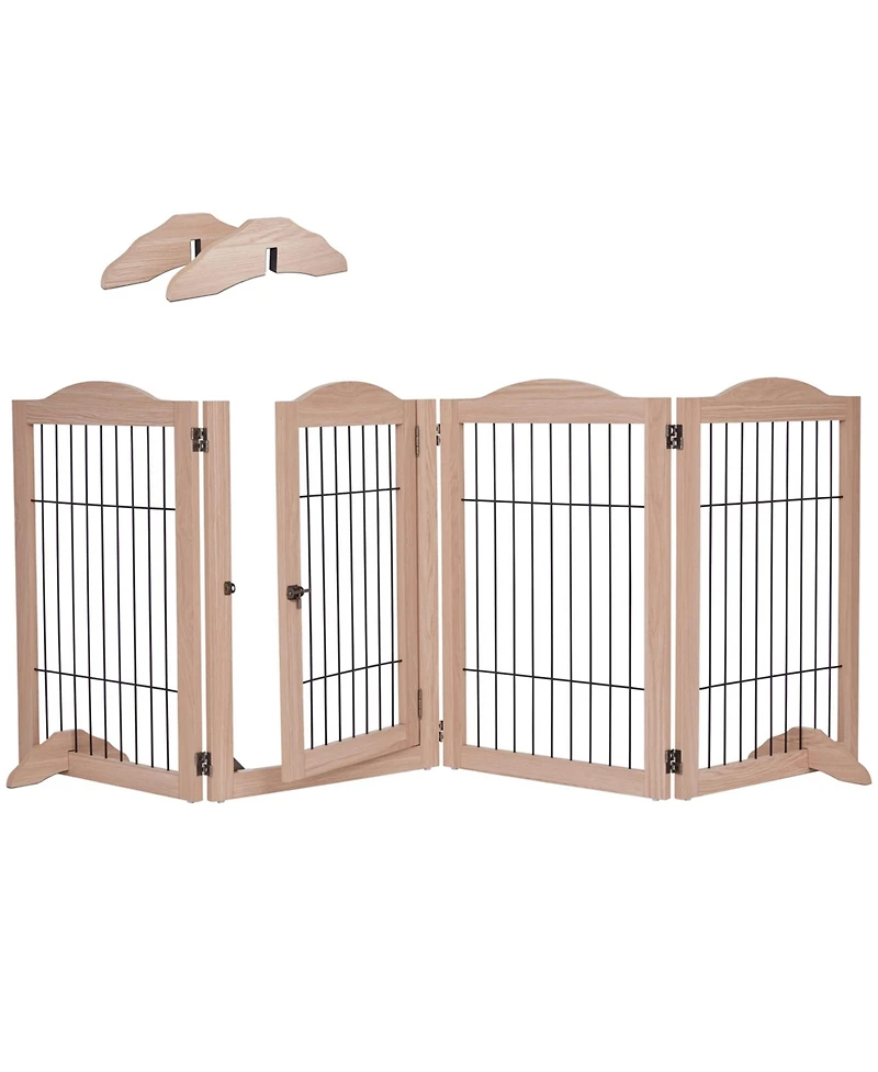 Arf Pets Freestanding Dog Gate, 4-Panel Extension - Walnut