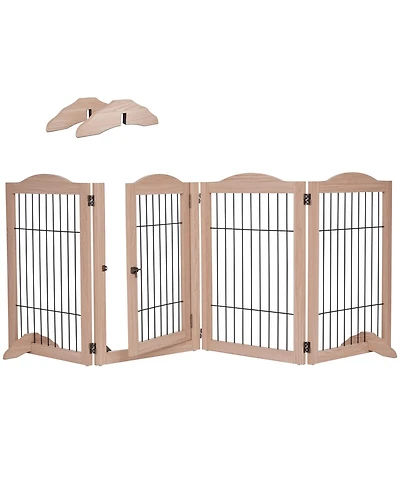 Arf Pets Freestanding Dog Gate, 4-Panel Extension - Walnut