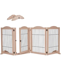Arf Pets Freestanding Dog Gate, 4-Panel Extension - Walnut