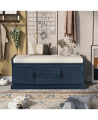 Streamdale Furniture Storage Bench With 2 Drawers And 2 Cabinets