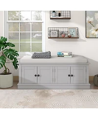Streamdale 4-Door Storage Bench with Shelves and Cushion