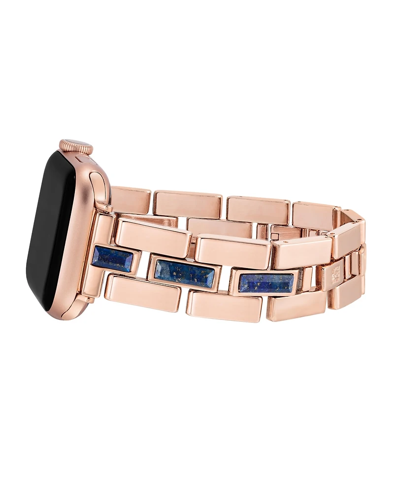 Anne Klein Women's Rose Gold-Tone Alloy Metal Bracelet with Genuine Blue Lapis designed for Apple Watch 42mm (Series 1-3 only) & 44/45/46/49mm (Ultra