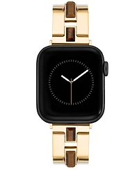 Anne Klein Women's Gold-Tone Alloy Metal Bracelet with Genuine Tiger's Eye designed for Apple Watch 42mm (Series 1-3 only) & 44/45/46/49mm (Ultra & Ul