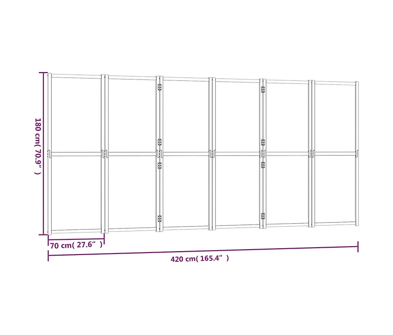 6-Panel Room Divider Black 165.4"x70.9"