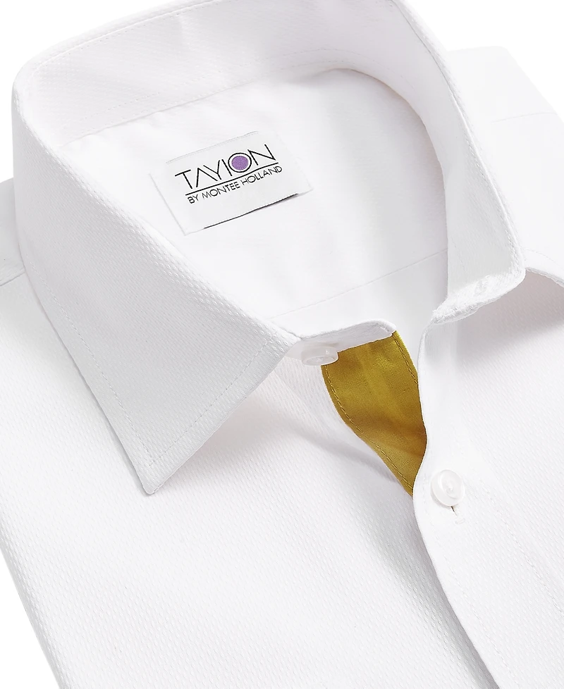 Tayion Collection Men's Slim-Fit Gold Trim Solid Dress Shirt