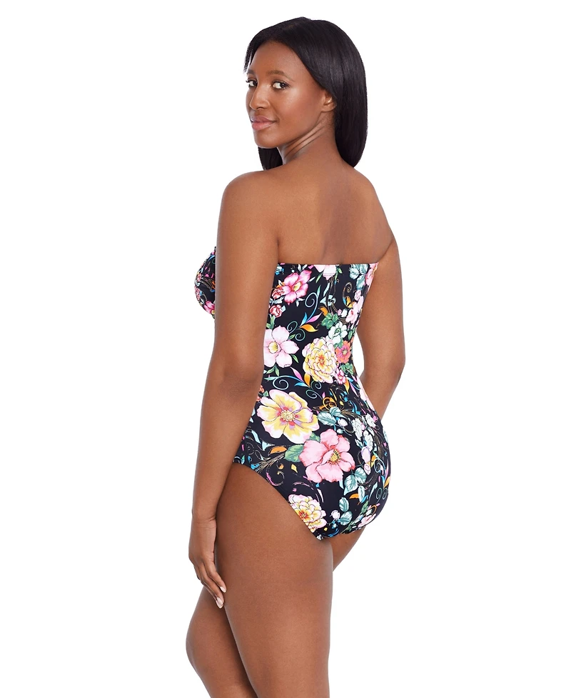 Women's Longitude Side Shired Bandeau One-Piece Swimsuit