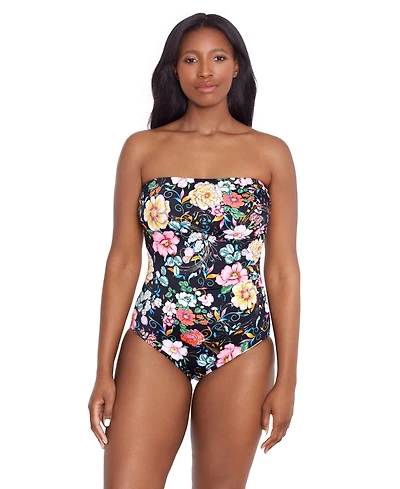 Women's Longitude Side Shired Bandeau One-Piece Swimsuit