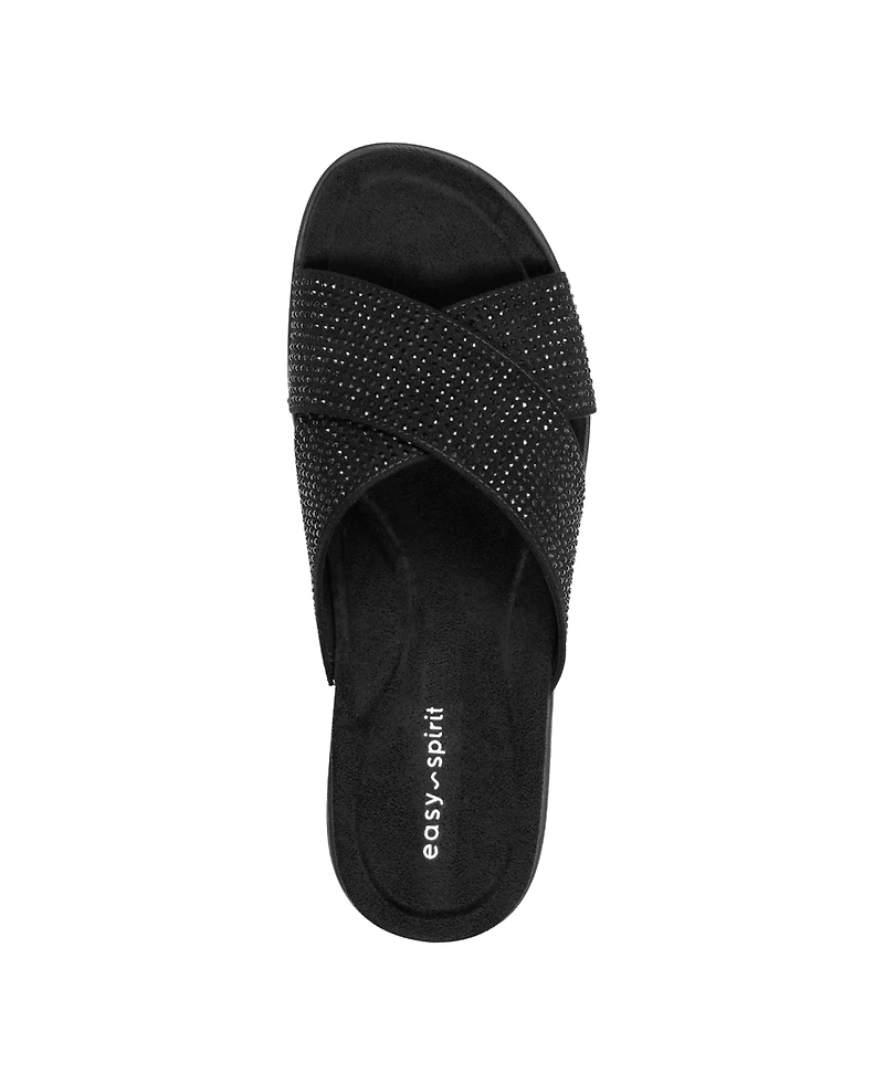 Easy Spirit Women's Shanya Crisscross Rhinestone Sandals