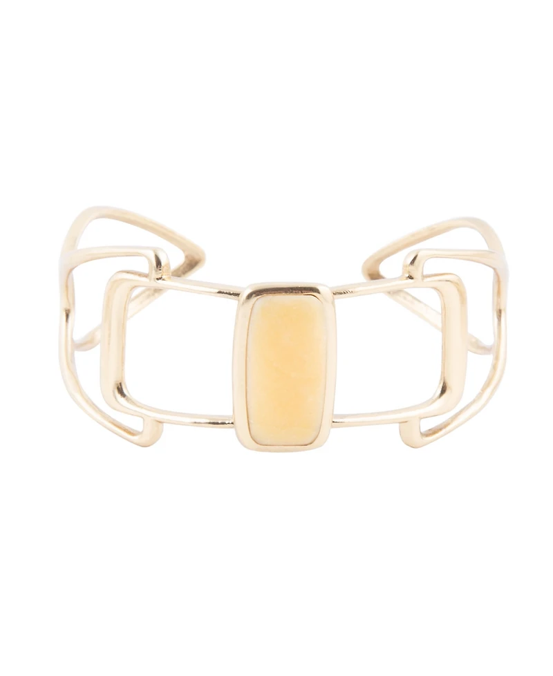 Barse Luster Genuine Yellow Agate Rectangle Cuff Bracelet