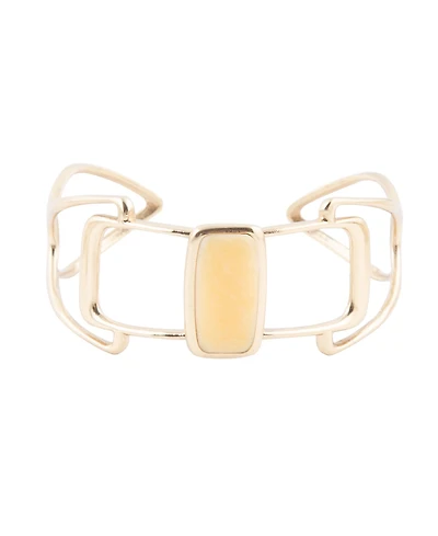 Barse Luster Genuine Yellow Agate Rectangle Cuff Bracelet