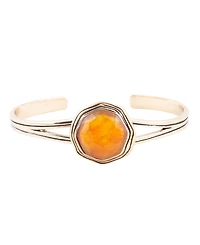 Barse River Rocks Genuine Orange Quartz Abstract Cuff Bracelet