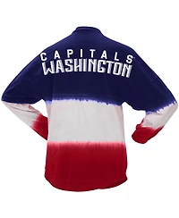 Women's Spirit Jersey Navy, Red Washington Capitals Ombre Long Sleeve T-shirt