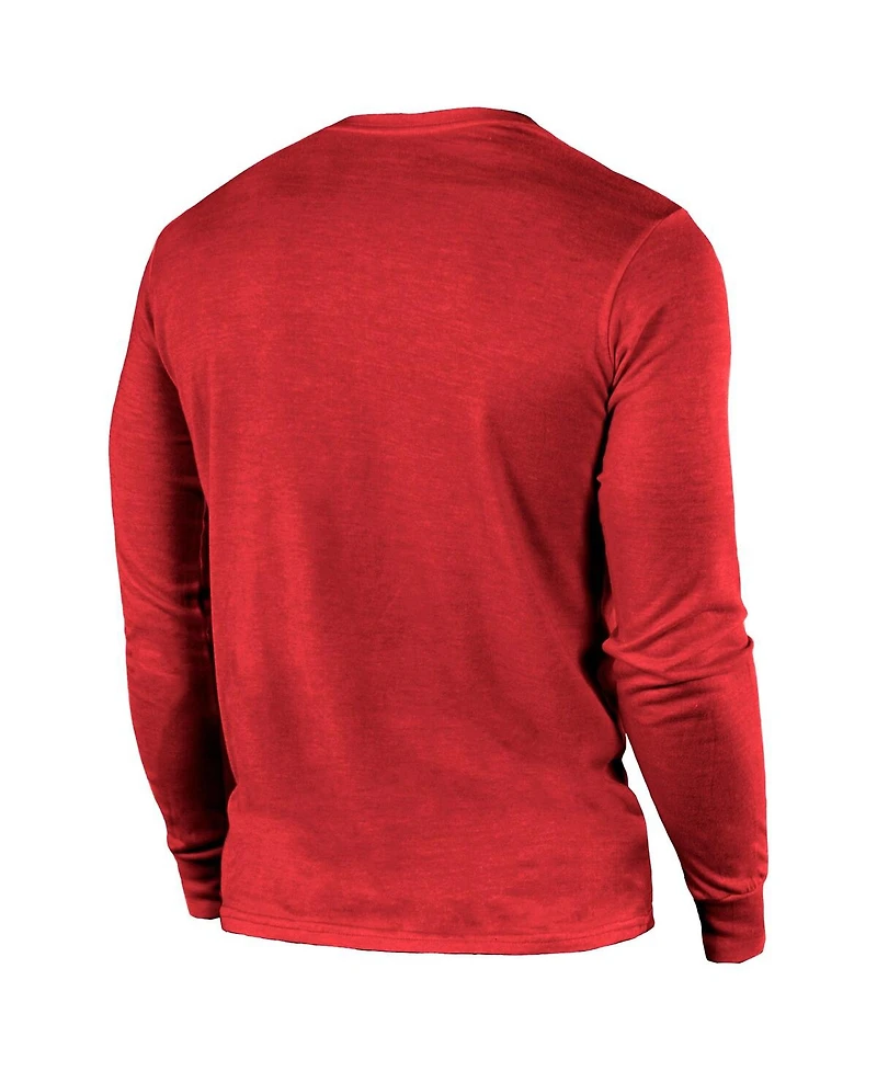 Men's Majestic Threads Scarlet San Francisco 49ers Super Bowl Lviii Tri-Blend Long Sleeve T-shirt