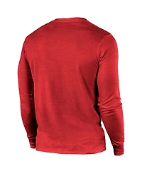 Men's Majestic Threads Scarlet San Francisco 49ers Super Bowl Lviii Tri-Blend Long Sleeve T-shirt