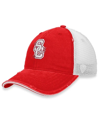 Women's Top of the World Cardinal, White Distressed Usc Trojans Radiant Trucker Snapback Hat