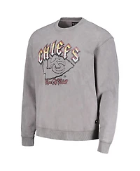 Men's and Women's The Wild Collective Gray Distressed Kansas City Chiefs Pullover Sweatshirt