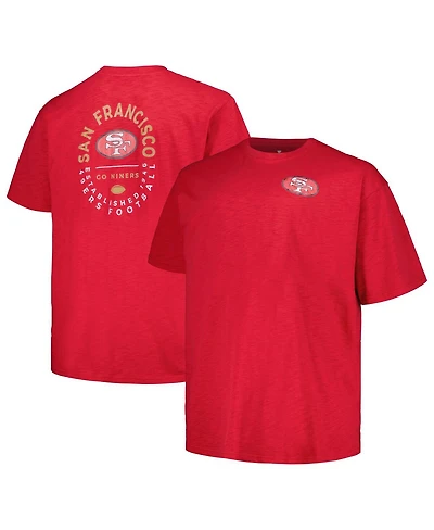 Men's Profile Scarlet Distressed San Francisco 49ers Big and Tall Two-Hit Throwback T-shirt