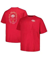 Men's Profile Scarlet Distressed San Francisco 49ers Big and Tall Two-Hit Throwback T-shirt