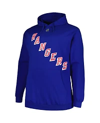 Men's Profile Mika Zibanejad Blue New York Rangers Big and Tall Name Number Pullover Hoodie