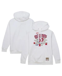 Men's Mitchell & Ness x Tats Cru White Philadelphia 76ers Hardwood Classics Brick Pullover Hoodie