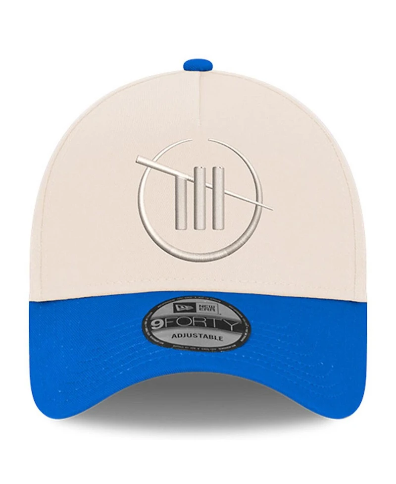 Men's New Era Cream, Blue Trackhouse Racing 9FORTY A-Frame Adjustable Hat