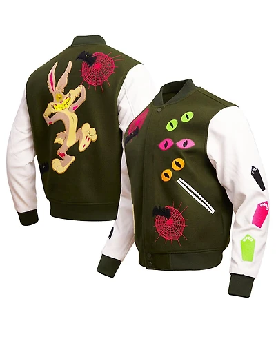 Men's Freeze Max Olive Looney Tunes Bugs Boogey Varsity Full-Snap Jacket