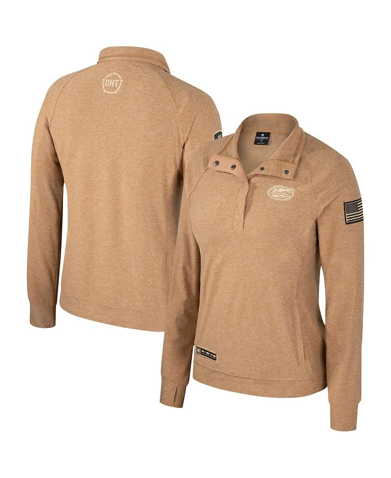 Women's Colosseum Tan Florida Gators Oht Military-Inspired Appreciation Sand Tatum Quarter-Snap Raglan Jacket