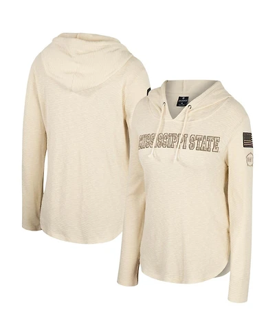 Women's Colosseum Cream Mississippi State Bulldogs Oht Military-Inspired Appreciation Casey Raglan Long Sleeve Hoodie T-shirt