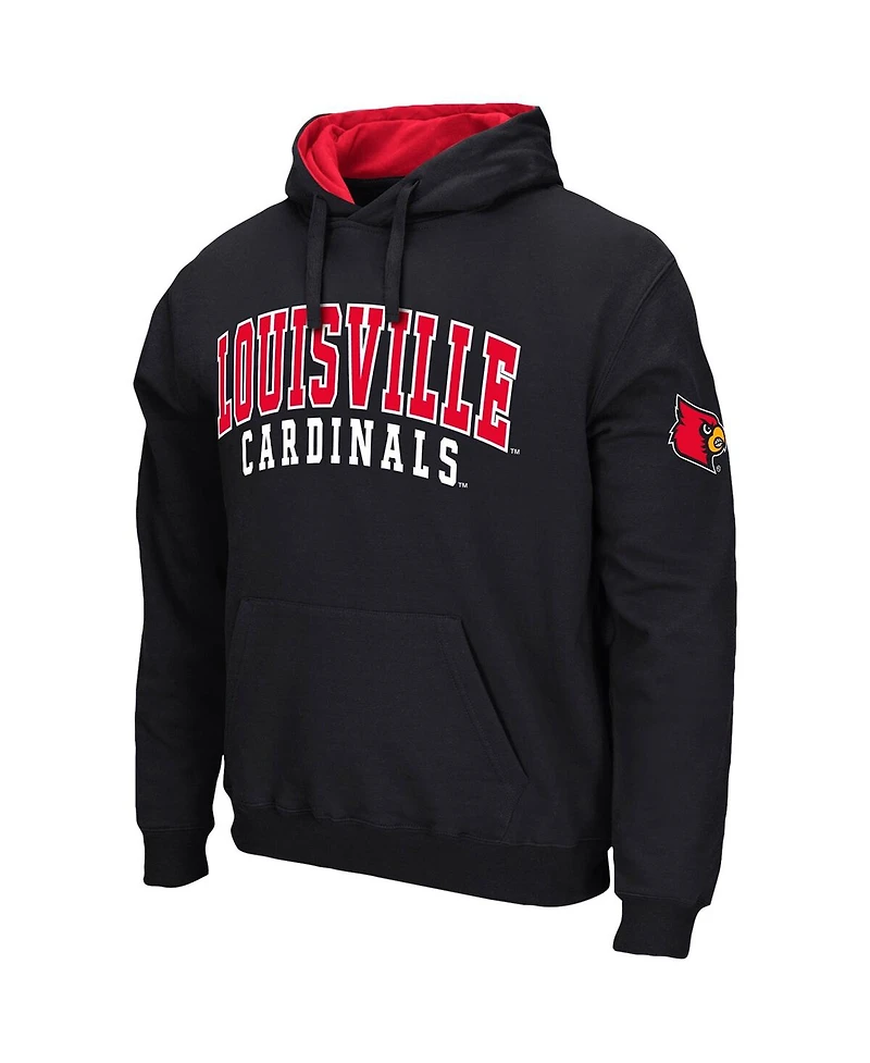 Men's Colosseum Black Louisville Cardinals Double Arch Pullover Hoodie