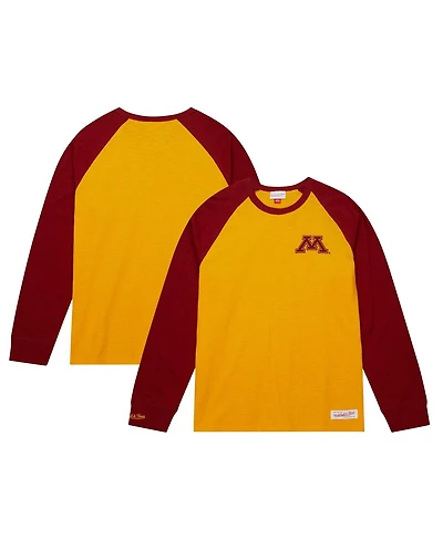 Men's Mitchell & Ness Gold Minnesota Golden Gophers Legendary Slub Raglan Long Sleeve T-shirt