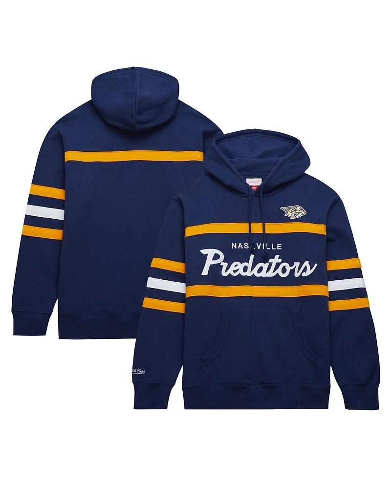 Men's Mitchell & Ness Navy Nashville Predators Head Coach Pullover Hoodie