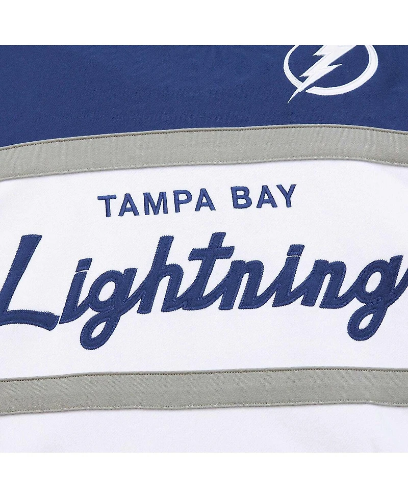 Men's Mitchell & Ness White, Blue Tampa Bay Lightning Head Coach Pullover Hoodie