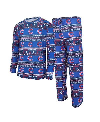 Men's Concepts Sport Royal Chicago Cubs Knit Ugly Sweater Long Sleeve Top and Pants Set