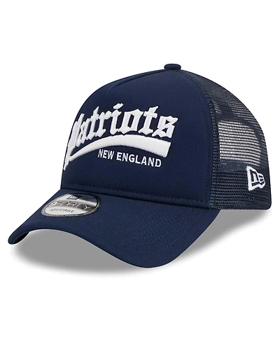 Men's New Era Navy New England Patriots Caliber Trucker 9FORTY Adjustable Hat