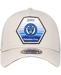 Men's New Era Cream Philadelphia Union Established Patch 9FORTY A-Frame Trucker Adjustable Hat