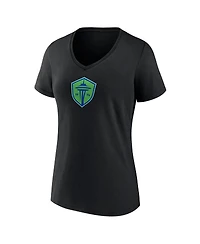 Women's Fanatics Black Seattle Sounders Fc Primary Logo V-Neck T-shirt