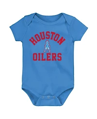 Baby Boys and Girls Navy, Light Blue, Heather Gray Tennessee Titans Three-Pack Eat, Sleep and Drool Retro Bodysuit Set