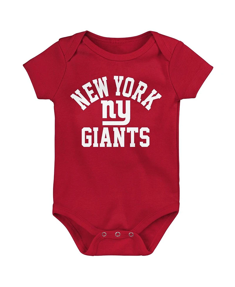 Baby Boys and Girls Royal, Red, Heather Gray New York Giants Three-Pack Eat, Sleep and Drool Retro Bodysuit Set