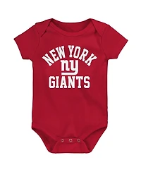 Baby Boys and Girls Royal, Red, Heather Gray New York Giants Three-Pack Eat, Sleep and Drool Retro Bodysuit Set