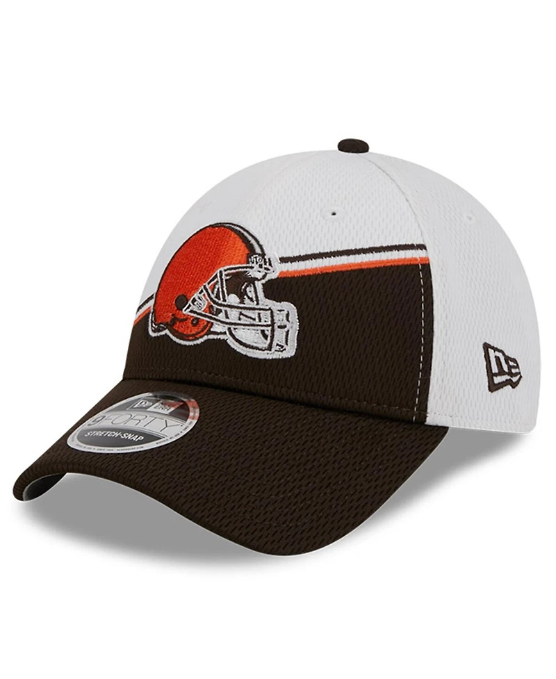Men's New Era White, Brown Cleveland Browns 2023 Sideline 9FORTY Adjustable Hat