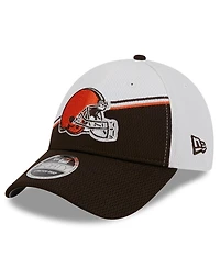 Men's New Era White, Brown Cleveland Browns 2023 Sideline 9FORTY Adjustable Hat