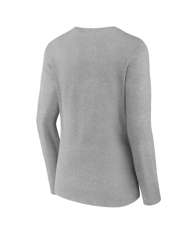 Women's Fanatics Heather Gray Oklahoma Sooners Evergreen Campus Long Sleeve V-Neck T-shirt