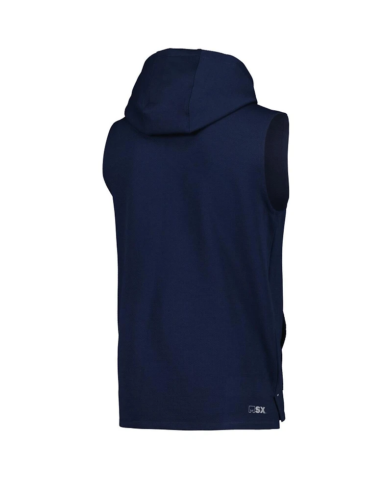 Men's Msx by Michael Strahan Navy Tennessee Titans Marathon Sleeveless Pullover Hoodie