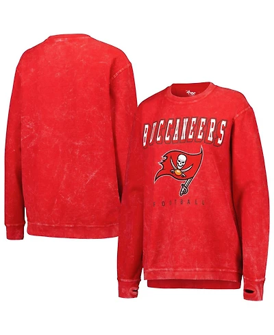 Women's G-iii 4Her by Carl Banks Red Distressed Tampa Bay Buccaneers Comfy Cord Pullover Sweatshirt