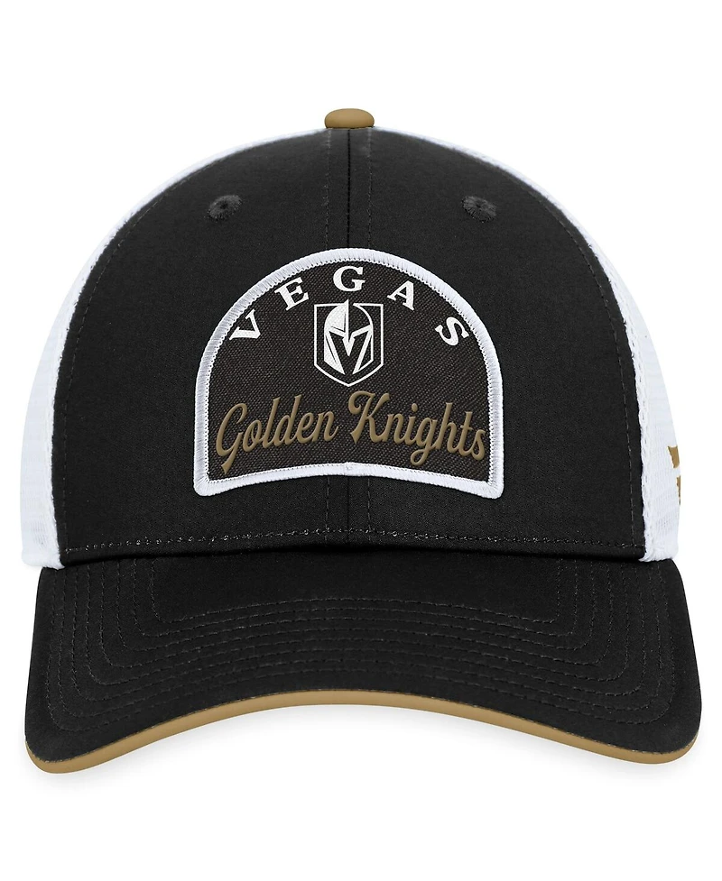 Men's Fanatics Black, White Vegas Golden Knights Fundamental Adjustable Hat