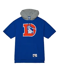 Men's Mitchell & Ness Royal Denver Broncos Postgame Short Sleeve Hoodie