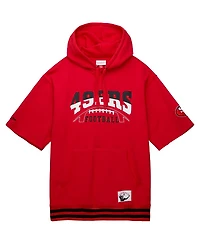 Men's Mitchell & Ness Scarlet San Francisco 49ers Pre-Game Short Sleeve Pullover Hoodie
