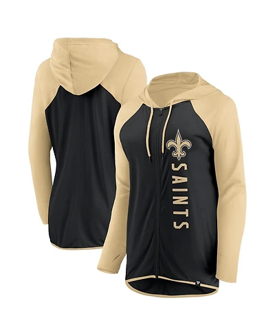 Women's Fanatics Black, Gold New Orleans Saints Forever Fan Full-Zip Hoodie