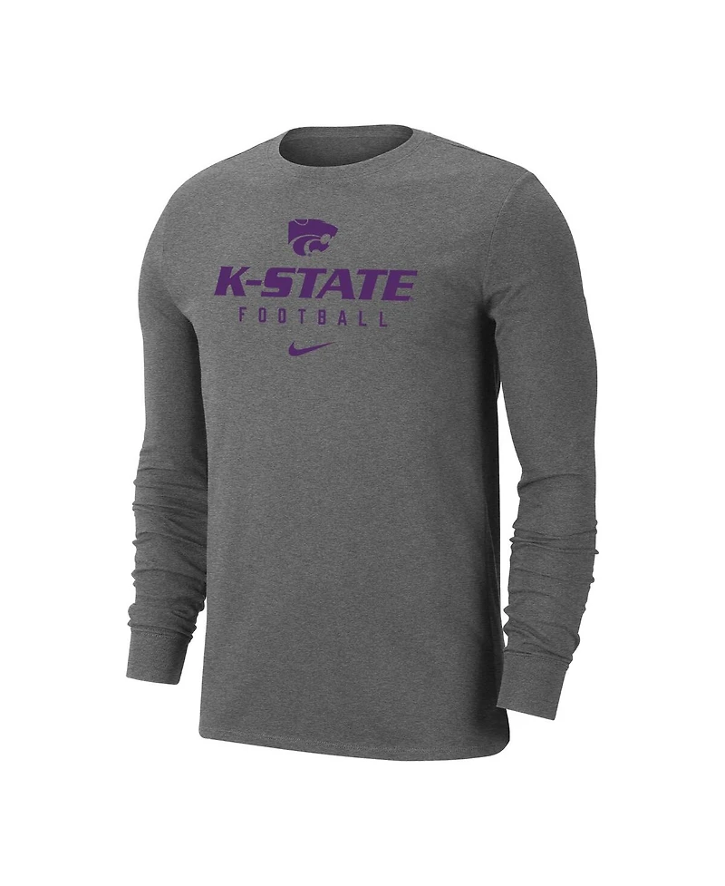 Men's Nike Heather Gray Kansas State Wildcats Changeover Long Sleeve T-shirt
