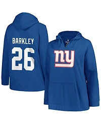 Women's Profile Saquon Barkley Royal New York Giants Plus Player Name and Number Pullover Hoodie
